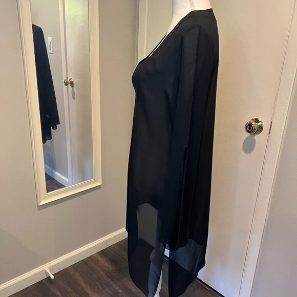 La Palapa Black Sheer Asymmetrical Tunic Swim Cover up, Size Medium - Picture 12 of 16